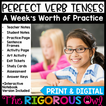 Preview of Perfect Verb Tenses Lesson, Practice and Assessment L.5.1.b