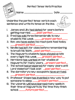 Perfect Verb Tense Practice by 5th is my Favorite | TpT