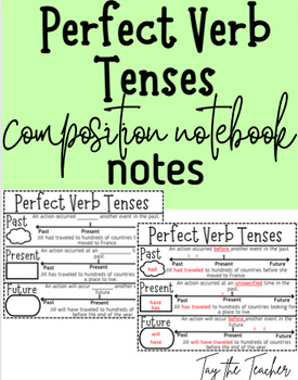 Preview of Perfect Verb Tenses Composition Notebook Notes