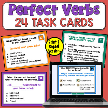 Preview of Perfect Verb Tenses Task Cards: Grammar Practice for 5th Grade
