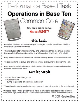 Preview of Performance Based Math Task Operations in Base Ten