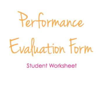 Preview of Performance Evaluation Form - Student Worksheet