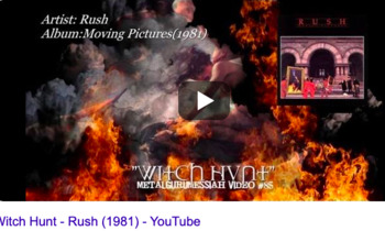 Preview of Performance Poetry "Witch Hunt", album by Rush, words by Neil Peart
