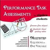 Performance Task Assessment: Multistep Equations for Algebra 1