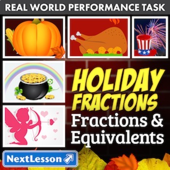 Preview of Bundle G3 Fractions & Equivalents - Holiday Fractions Performance Task