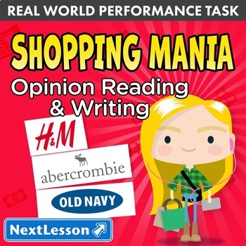 Preview of G3 Opinion Reading & Writing - ‘Shopping Mania’ Performance Task