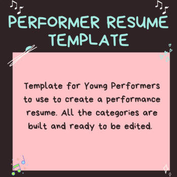 Preview of Performer Resume Template