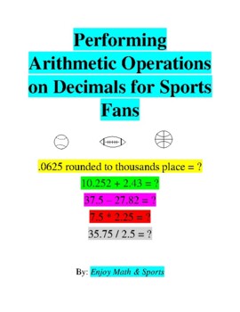Preview of Performing Arithmetic Operations on Decimals for Sports Fans