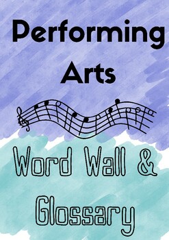 Preview of Performing Arts Color-in Word Wall & Glossary FREE!