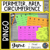 Perimeter Area Circumference BINGO Math Game