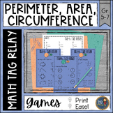 Perimeter Area Circumference Math Tag Relay