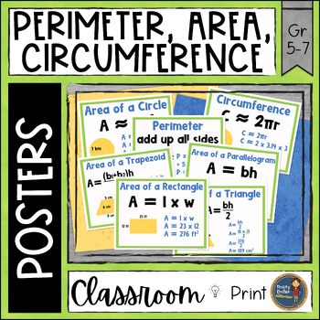 Preview of Perimeter Area Circumference Posters - Anchor Charts