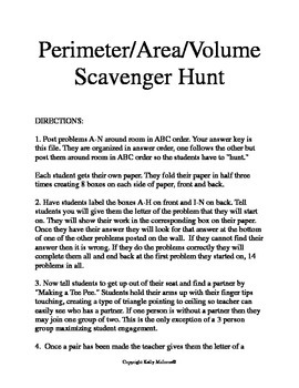 Preview of Perimeter Area Volume Scavenger Hunt / Circuit