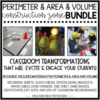 Preview of Perimeter & Area and Volume Construction Zone Bundle {Classroom Transformations}