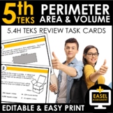 Perimeter, Area and Volume Task Cards | TEKS 5.4H Review |