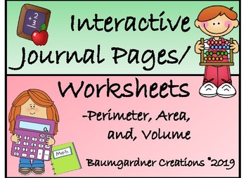 Preview of Perimeter, Area, and Volume Interactive Journal Pages and Worksheets