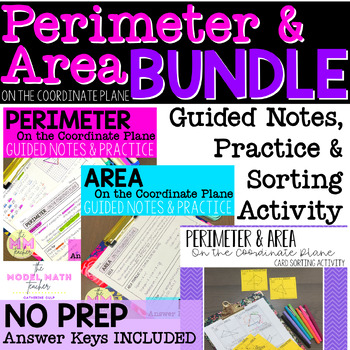 Preview of Perimeter & Area on Coordinate Plane: Guided Notes, Practice & Activity BUNDLE