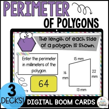 Preview of Perimeter, Perimeter Missing Side, & Perimeter Word Problem Boom Card Bundle