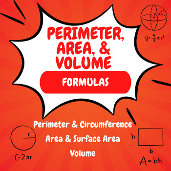 Preview of Perimeter, Circumference, Area, Surface Area, and Volume Formula Sheet
