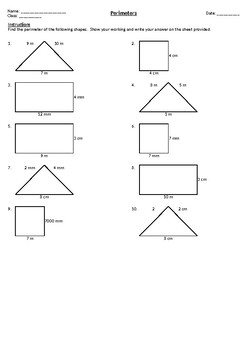 Preview of Perimeter, Circumference and Area