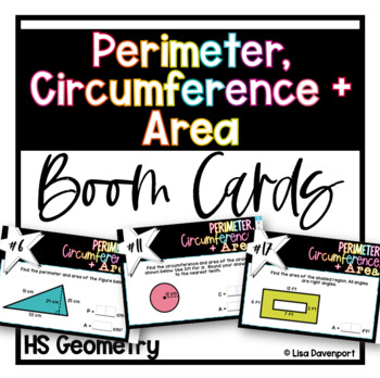 Preview of Perimeter Circumference and Area- Geometry Boom Cards