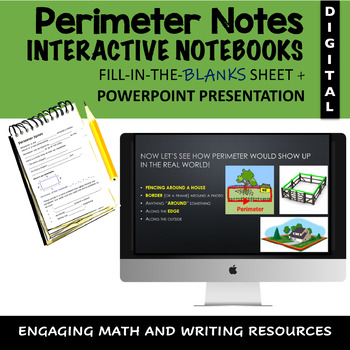 Preview of Perimeter Notes for Interactive Notebook (PowerPoint & Fill-in-the-Blanks Sheet)