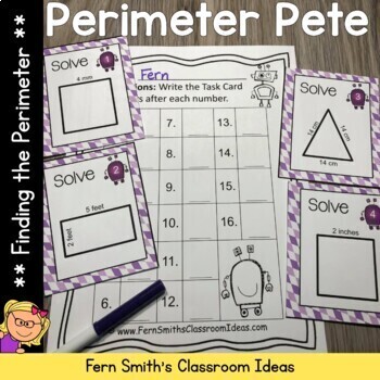Preview of Finding Perimeter Center Games Task Cards and Printable Worksheets