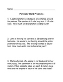 Perimeter Practice Word Problems