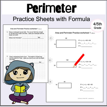 Preview of Perimeter,  Scaffolded Formula, 4.MD.A.3, Word Problems, Google Sheets™