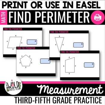 Preview of Perimeter Task Cards: Print or use with Easel