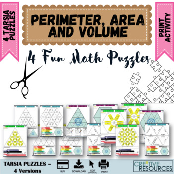Preview of Perimeter & Volume Printable Tarsia Puzzles