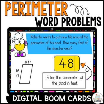 Preview of Perimeter Word Problems 3rd Grade Math Boom Cards