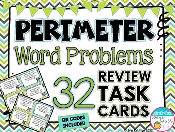 Preview of Perimeter Word Problem Task Cards - Set of 32 Common Core Aligned 3.MD.D.8