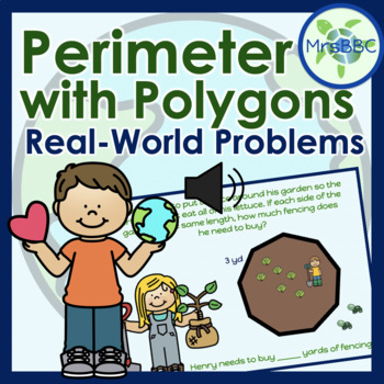 Preview of Perimeter Word Problems - Polygons (Spring/ Earth Day) Digital Boom Cards™