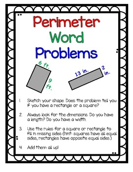 perimeter word problems worksheet by tltussing tpt