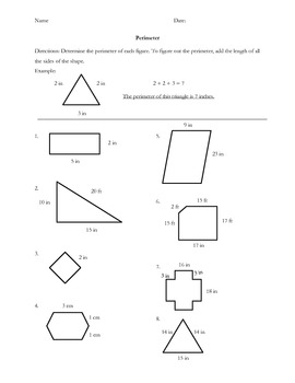 Perimeter Worksheet by Kristin Dragos | TPT