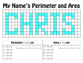 Perimeter and Area Activity: My Name by The London Teacher TpT