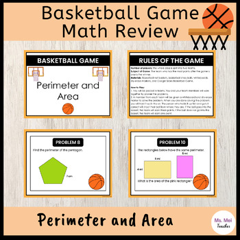 Preview of Perimeter and Area Basketball Game - Math Review - EDITABLE