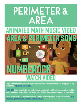 Preview of Perimeter and Area | FREE Math Poster, Worksheet, & Fun Video | 3rd-4th Grade