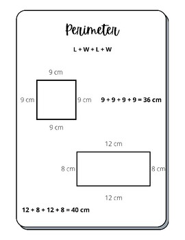 Preview of Perimeter and Area Fill in the Blank Notes