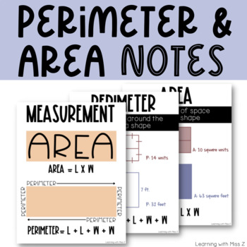 Preview of Perimeter and Area Notes for Interactive Math Notebook