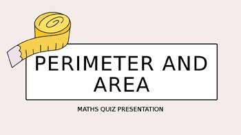 Preview of Perimeter and Area Word Problems Math Quiz Presentation