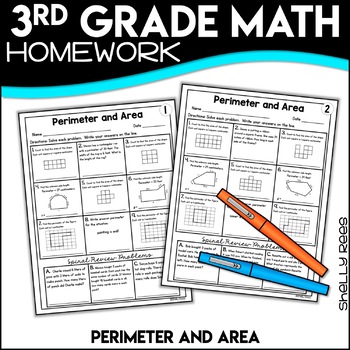 Preview of Perimeter and Area Worksheets 3rd Grade