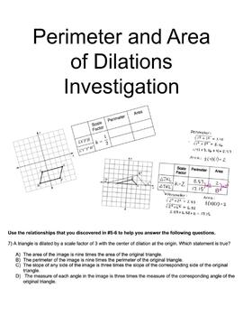 Preview of Perimeter and Area of Dilations Investigation