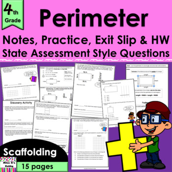 Preview of Perimeter no prep lesson: notes, CCLS practice, exit slip, HW, spiral review