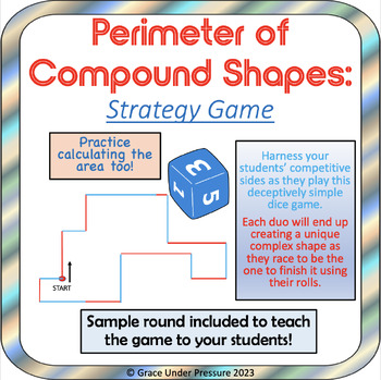 Preview of Perimeter of Composite/Compound Shapes: Math Dice Game Grades 3-6
