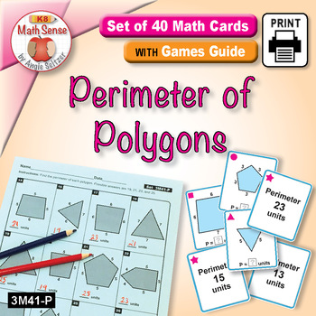 Preview of Perimeter of Polygons: Measurement Card Games & Math PDF Activities 3M41-P
