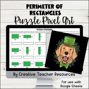 Preview of Perimeter of Rectangles DIGITAL Puzzle Pixel Art | Distance Learning