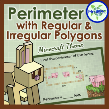 Preview of Perimeter of a Polygon (Minecraft™ Theme) Digital Boom Cards™