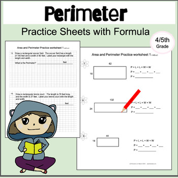 Preview of Perimeter, with Formula, 4.MD.A.3, Word Problems, self-checking Google Sheets™